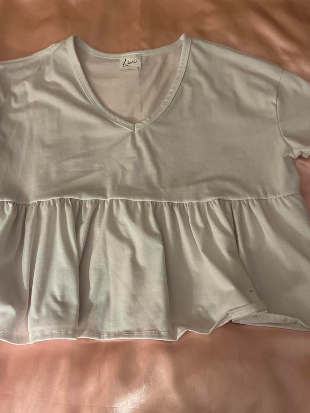 Livi White V-Neck Ruffle Peplum Crop Top